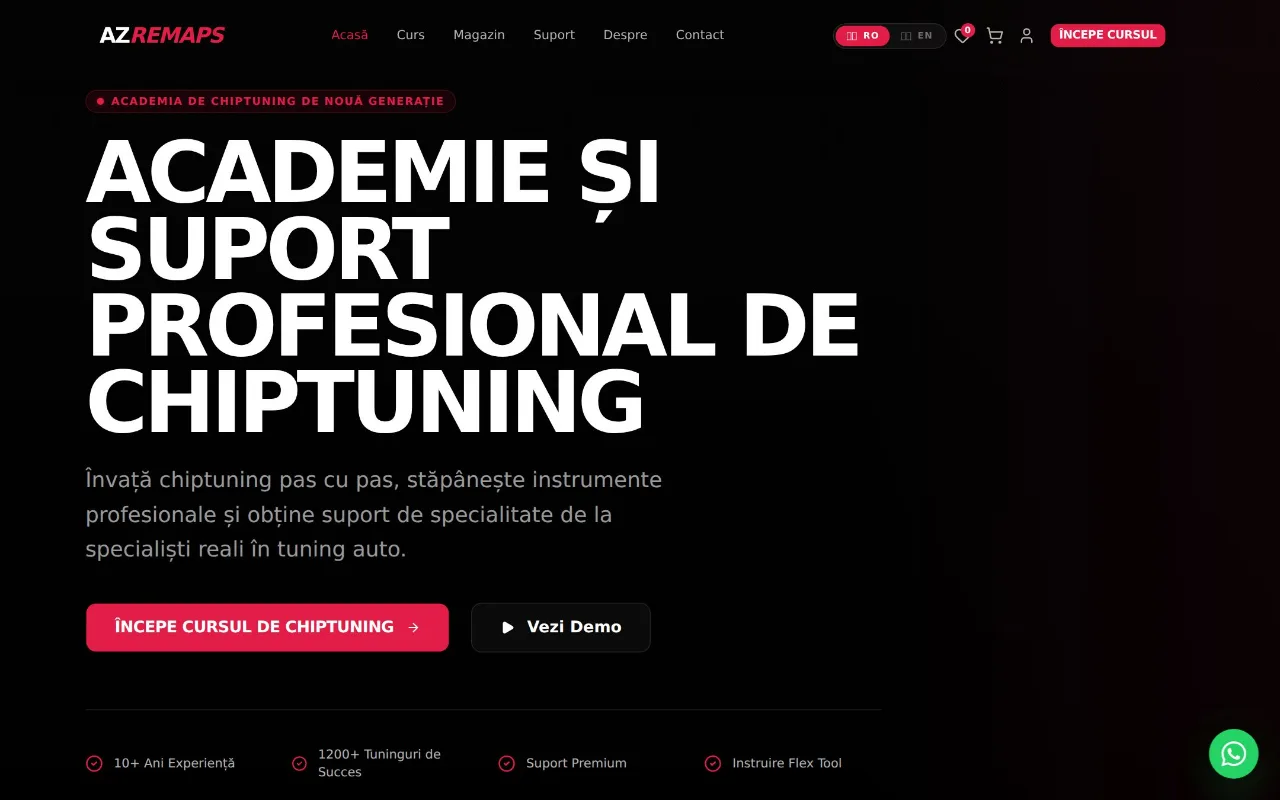 Captură din site-ul azremaps.ro — Remapări profesionale auto