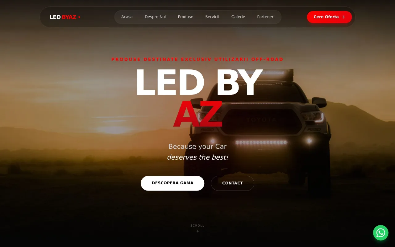 Captură din site-ul ledbyaz.ro — Servicii de iluminat LED